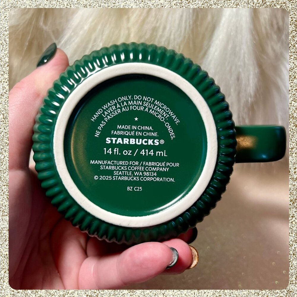 ☕ NIB/NWT 2025 Starbucks Ltd. Green Ribbed w/ Siren Signet 14oz Ceramic Mug - Picture 6 of 8
